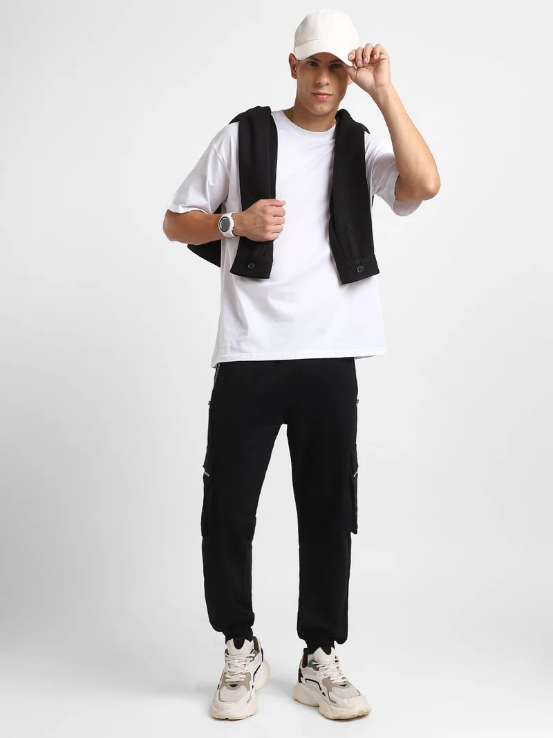 نوبيرو NOBERO Solid Black Joggers for Men