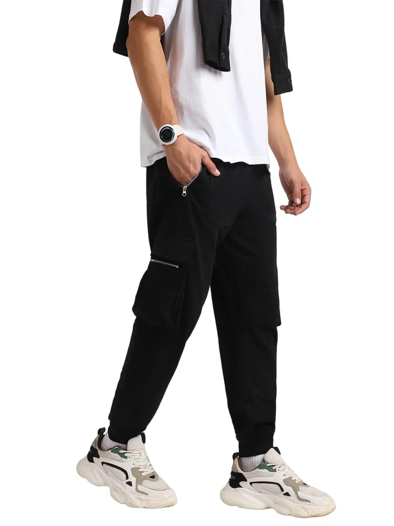 نوبيرو NOBERO Solid Black Joggers for Men