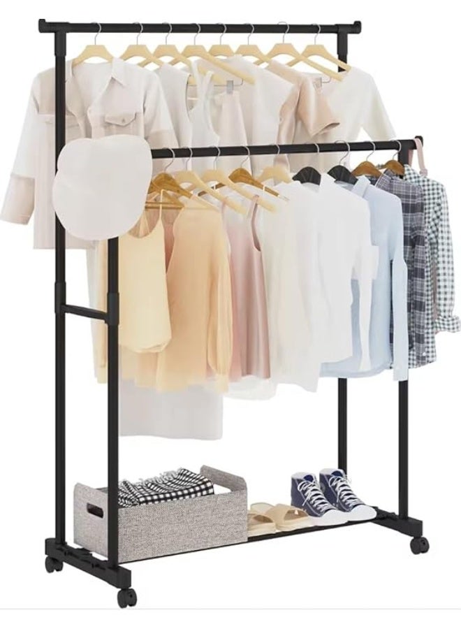 HAPZEY Multi-Layer Clothing Organizer with Bottom Storage Shelves – Space-Saving Wardrobe Rack for Bedroom, Laundry & Closet– Easy Assembly Portable Clothes Storage Rack for Home & Apartment Use - Image 1
