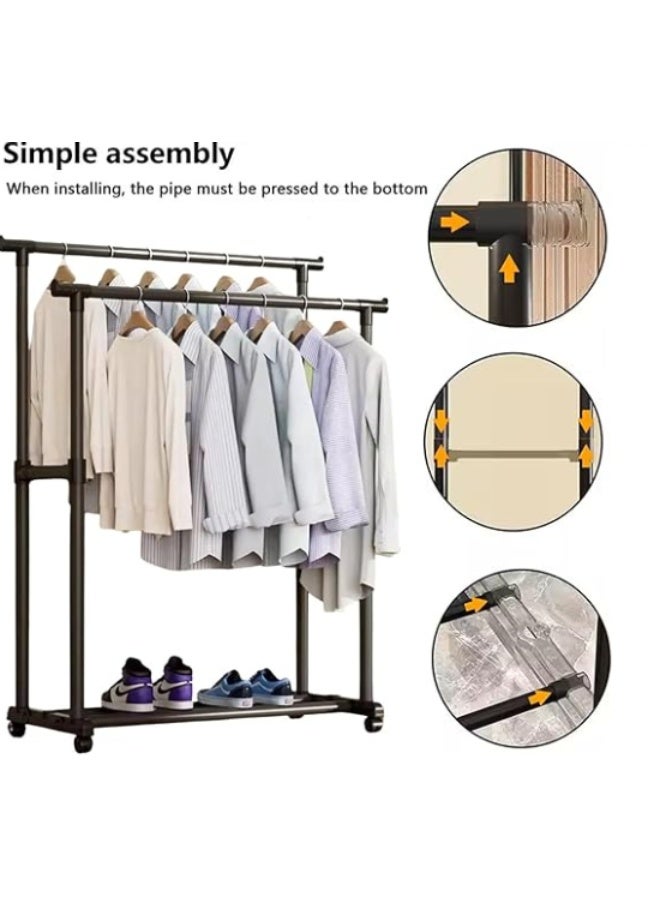 HAPZEY Multi-Layer Clothing Organizer with Bottom Storage Shelves – Space-Saving Wardrobe Rack for Bedroom, Laundry & Closet– Easy Assembly Portable Clothes Storage Rack for Home & Apartment Use - Image 2
