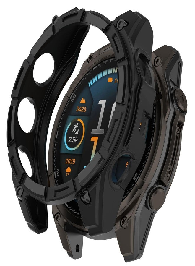 Disscool Case Cover Compatible with Garmin Fenix 8 51mm Smartwatch Soft Anti Drop TPU Replacement Protective Cases Shell Smart Watch Accessories(Black) - Image 1