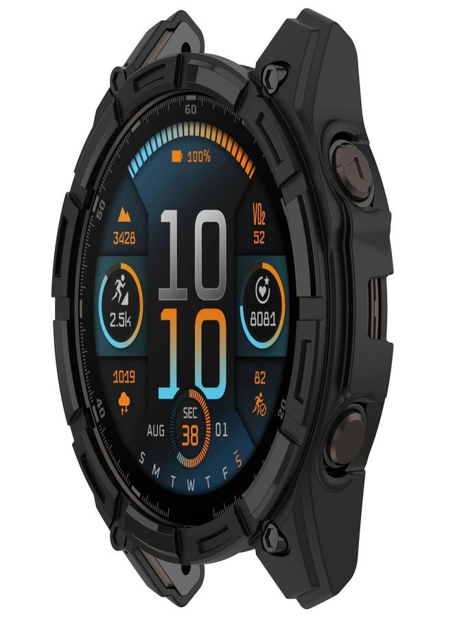 Disscool Case Cover Compatible with Garmin Fenix 8 51mm Smartwatch Soft Anti Drop TPU Replacement Protective Cases Shell Smart Watch Accessories(Black) - Image 3
