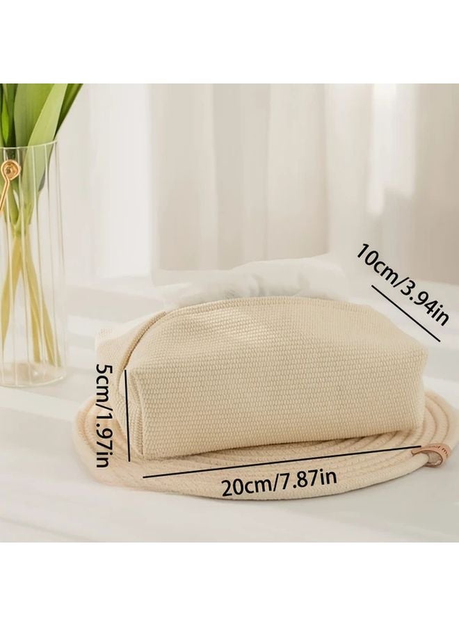 Farmhouse Tissue Box Cover Modern Rectangular Design Natural Beige Black Accents Durable Fabric 1pc - Image 4