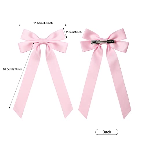 Aileam Silky Satin Hair Bows and Ribbons: 2PCS Pink Alligator Clips for Ponytail Holders, Hair Accessories for Women, Girls, Toddlers, and Teens - Image 4