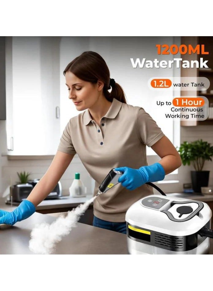 MAKS & CO. Portable Handheld Steam Cleaner, 1500W Multifunctional High Temperature Steamer Cleaner with 1200ml Water Tank, Suitable For Kitchen Sofa Bathroom Window - Image 1