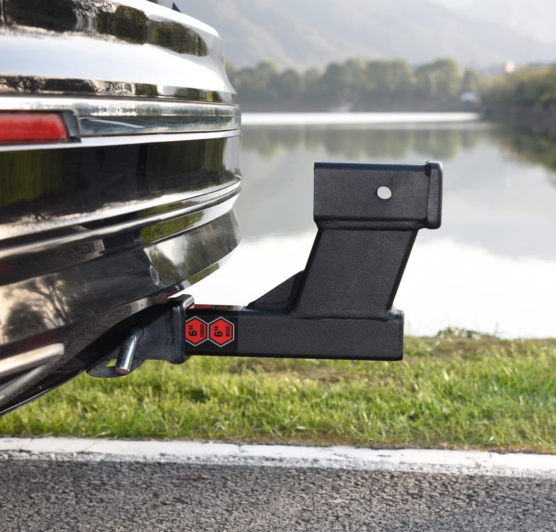 TOPTOW Trailer Receiver Hitch Extender Adapter 6" Drop/Riser, 8.5" and 10.5" Extension Length, 2" Shank, 7500lbs Towing Capacity, Matte Black… - Image 2