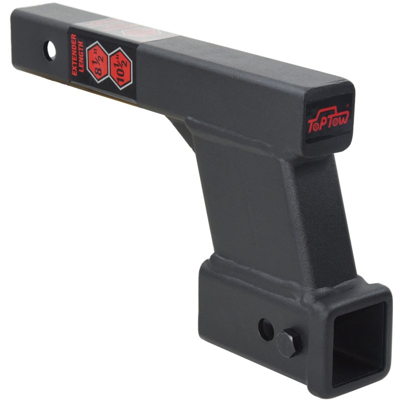 TOPTOW Trailer Receiver Hitch Extender Adapter 6" Drop/Riser, 8.5" and 10.5" Extension Length, 2" Shank, 7500lbs Towing Capacity, Matte Black… - Image 1