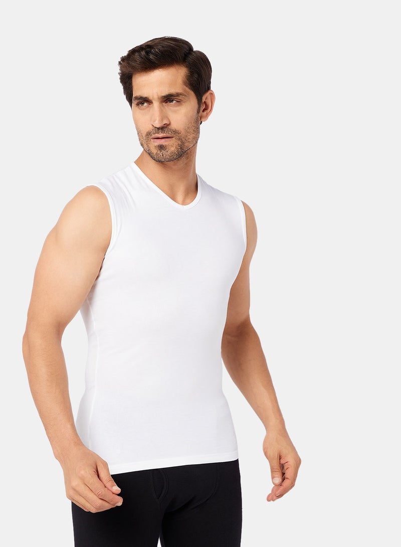 DICE Pack Of 3  White V-Neck Lycra T-Shirt  - Image 1