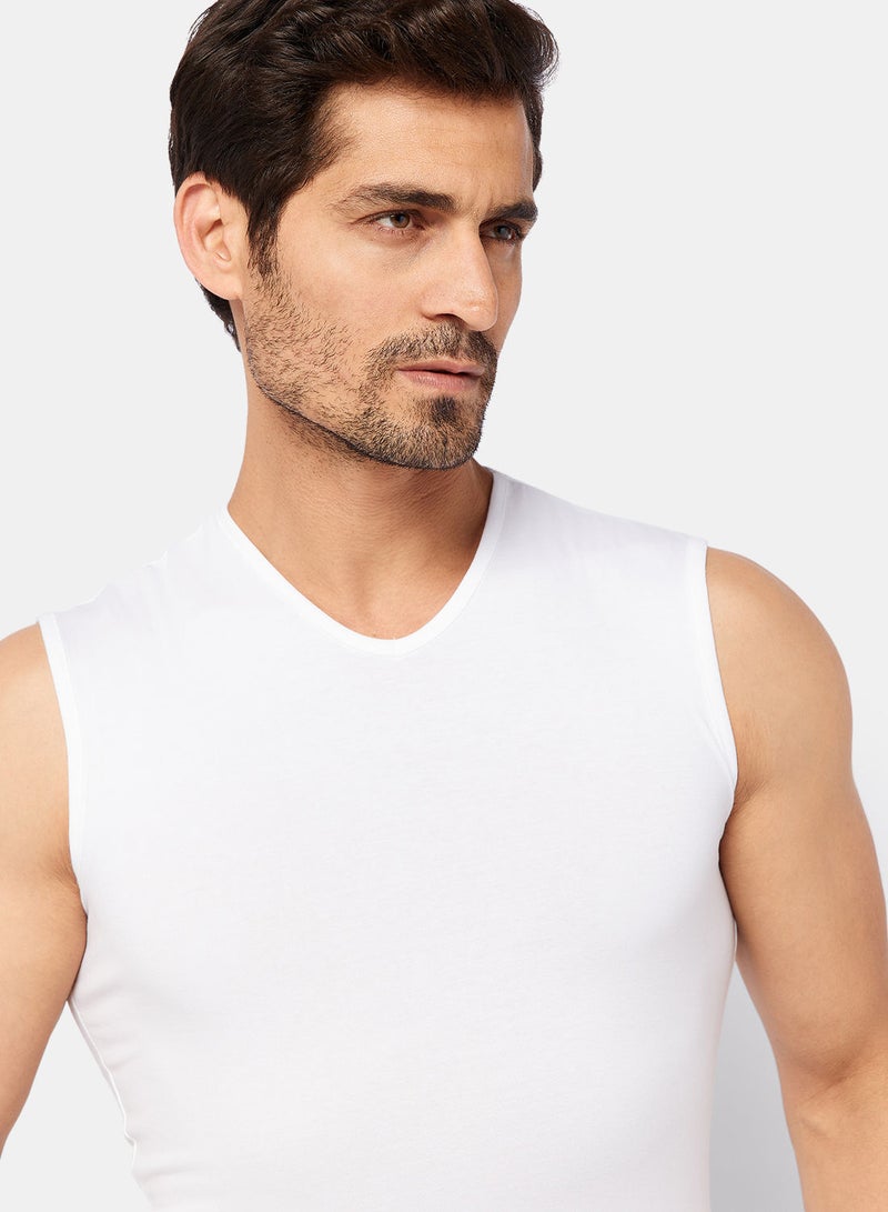 DICE Pack Of 3  White V-Neck Lycra T-Shirt  - Image 3