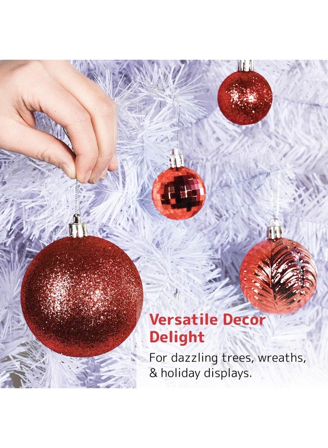 Prextex 36pc Shatterproof Christmas Ball Ornaments Set - Festive Christmas Balls Different Sizes - Red, 6 Styles in 3 Sizes, with Hanging Loops for Tree, Wreath, Party Decor - Image 4