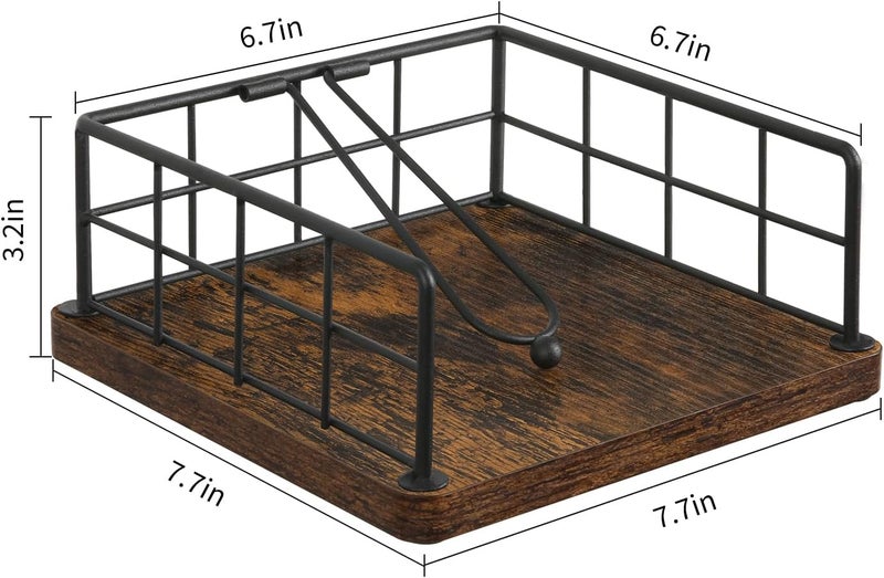 YINMIT Napkin Holder for Table, Farmhouse Napkin Holders with Weighted Arm, Wood Rustic Napkin Holders for Paper Napkins, Napkins Holder for Kitchen, Dining Table - Image 2