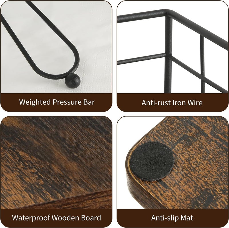 YINMIT Napkin Holder for Table, Farmhouse Napkin Holders with Weighted Arm, Wood Rustic Napkin Holders for Paper Napkins, Napkins Holder for Kitchen, Dining Table - Image 5