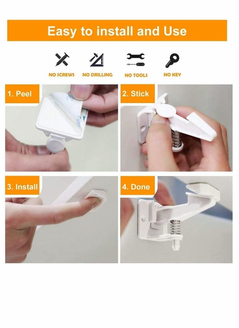SYOSI - 10 Pack Child Safety Cupboard Locks Invisible and Unlocked Design No Tools or Drilling Needed Baby Cabinet Locks for Kitchen Cabinets and Drawers Latches - Image 1