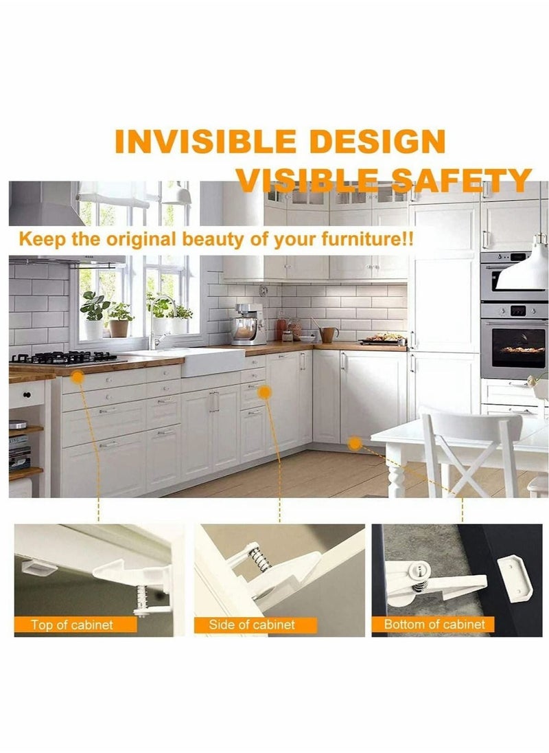SYOSI - 10 Pack Child Safety Cupboard Locks Invisible and Unlocked Design No Tools or Drilling Needed Baby Cabinet Locks for Kitchen Cabinets and Drawers Latches - Image 1