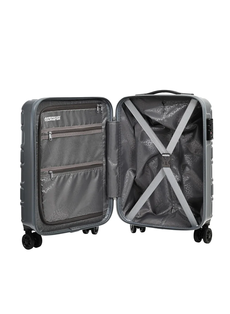 AMERICAN TOURISTER  Bricklane Suitcase, Cabin Size 55 cm / 20 inch, 4 Spinner Wheels, Hard Top, ABS, Dark Shadow|Scratch Resistance|TSA Lock|Inner Mesh Zippered Pocket - 3 Years International Warranty  | Best Price UAE