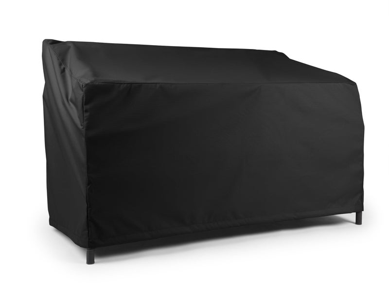 Covermates Classic Outdoor Patio Sofa Cover â€“ Heavy-Duty 12-Gauge Vinyl with Polyester Lining, Elastic Hem & Mesh Vent for Moderate Weather Protection, 94W x 40D x 40H, Black - Image 1