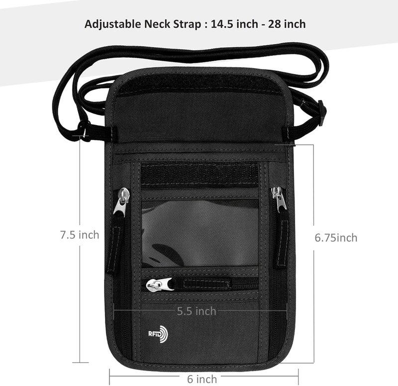 WALNEW Passport Holder Neck Pouch Travel Wallet for Women and Men, RFID Blocking Security Slim Traveling Wallet with Around Neck Lanyard Strap - Image 2