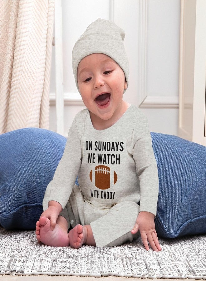 Blithestars Infant Baby Boy Girl Football Outfits Football Fans Lover Jumpsuit Romper Game Day Bodysuit Onesie Hat 2Pcs Set(Grey-B,6-9Months) - Image 2