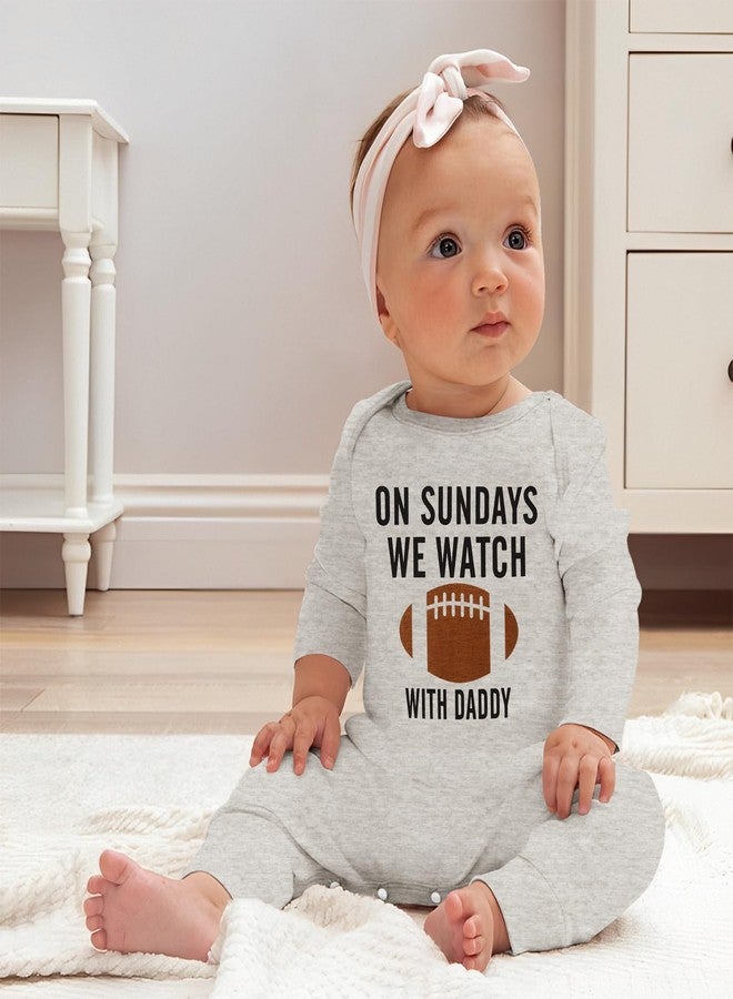 Blithestars Infant Baby Boy Girl Football Outfits Football Fans Lover Jumpsuit Romper Game Day Bodysuit Onesie Hat 2Pcs Set(Grey-B,6-9Months) - Image 3