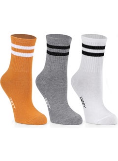 Ozzy Socks 3-Piece Women's College Socks Yellow Gray White  - Image 1