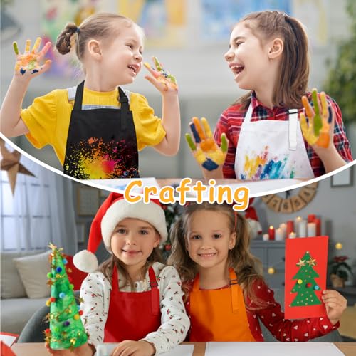 IAGBIBUI 12 Pack Kids Aprons Bulk with 2 Pockets Adjustable Chef Art Apron Kids Painting Aprons for Cooking Baking Crafting Grilling for Boys Girls Age 6-13 Years(12 Colors) - Image 5