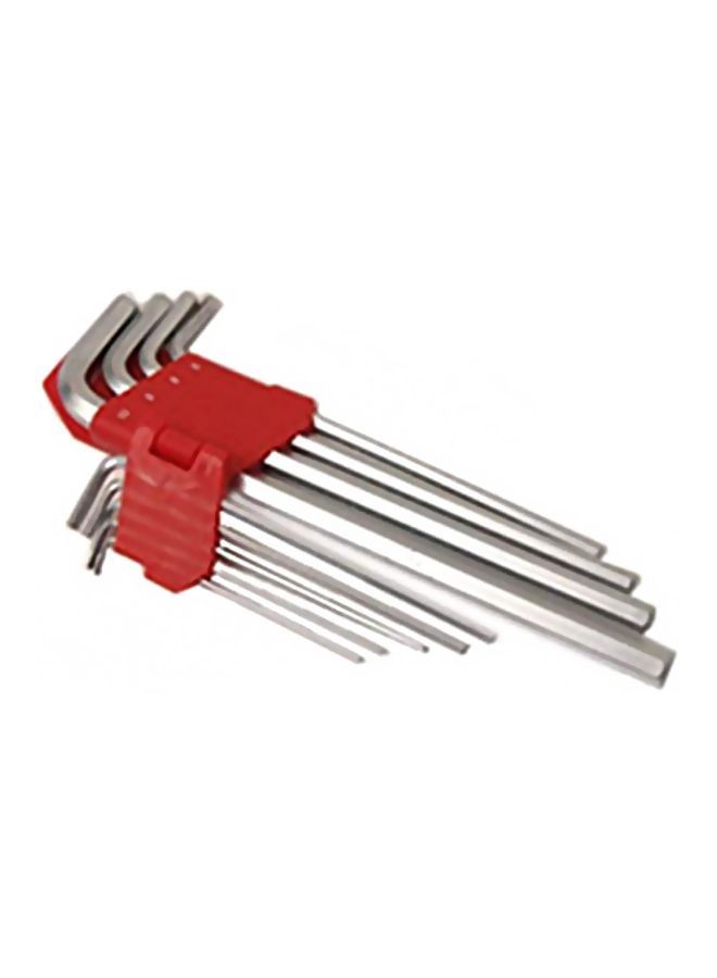 NIBEMINENT 9-Piece Hex Key Set Silver/Red  - Image 1
