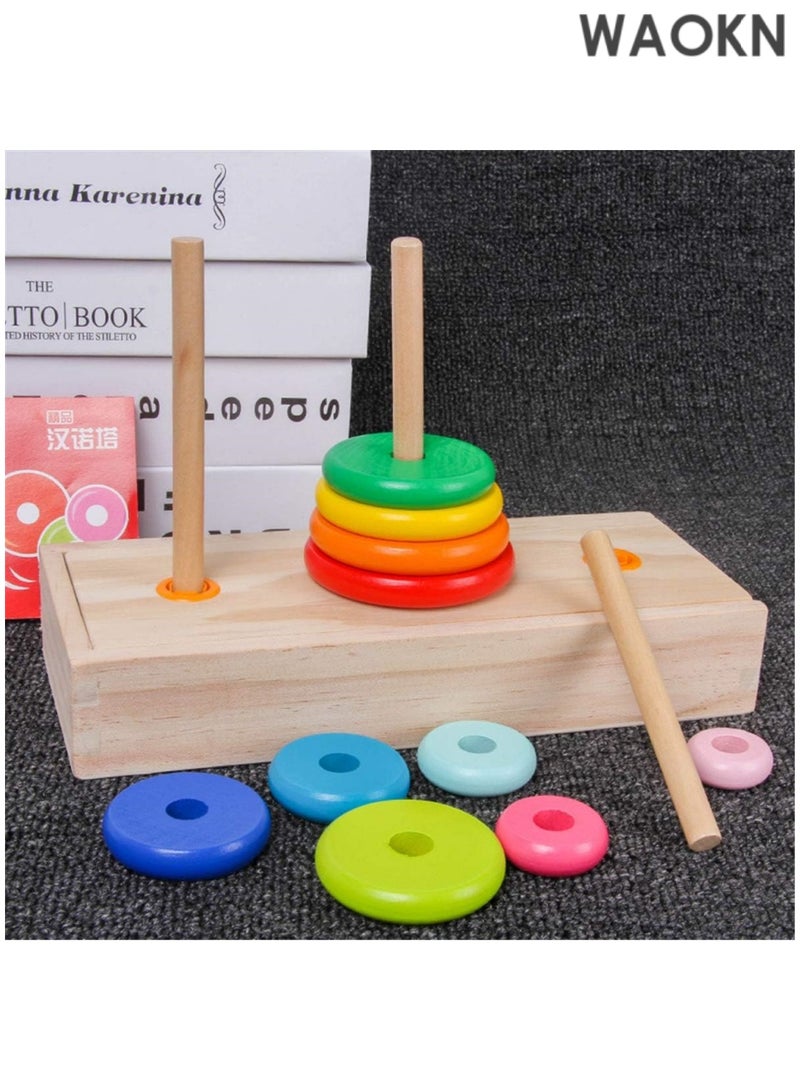 دبليو أيه أو كي أن لعبة أحجية برج هانوي للأطفال - ألعاب تعليمية خشبية، لعبة مونتيسوري كلاسيكية لتحفيز العقل، مناسبة للأطفال من سن 3 سنوات فما فوق، ألعاب STEM للأطفال الصغار لتطوير التفكير المنطقي ومهارات حل المشكلات. - Image 5
