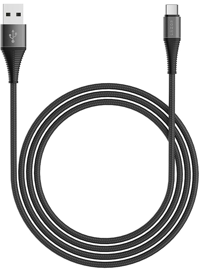 LAZOR Flow CT32 USB-A TO TYPE-C Fast Charging Cable, Premium 1 Meter, 2.4A Fast Sync and Charge Cable,Black - Image 1