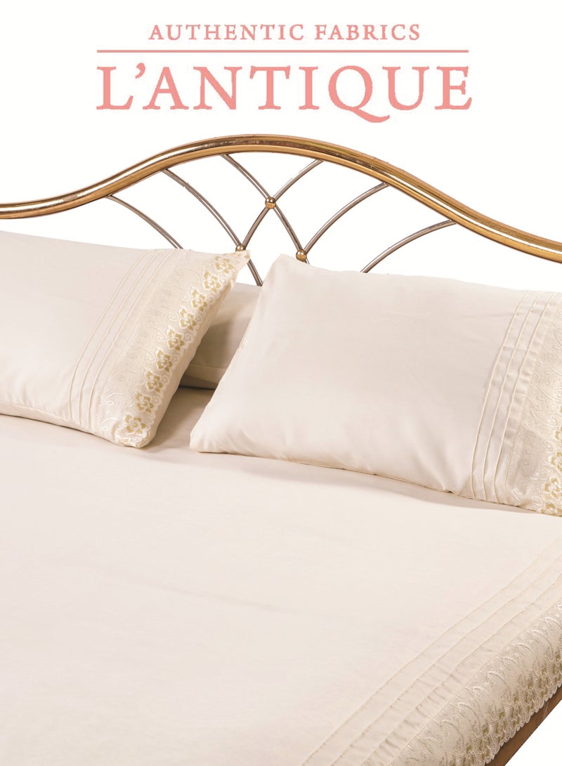 طقم ملاية دانتيل ميكروفايبر مقاس 240*260 سم 4 قطع كافيه