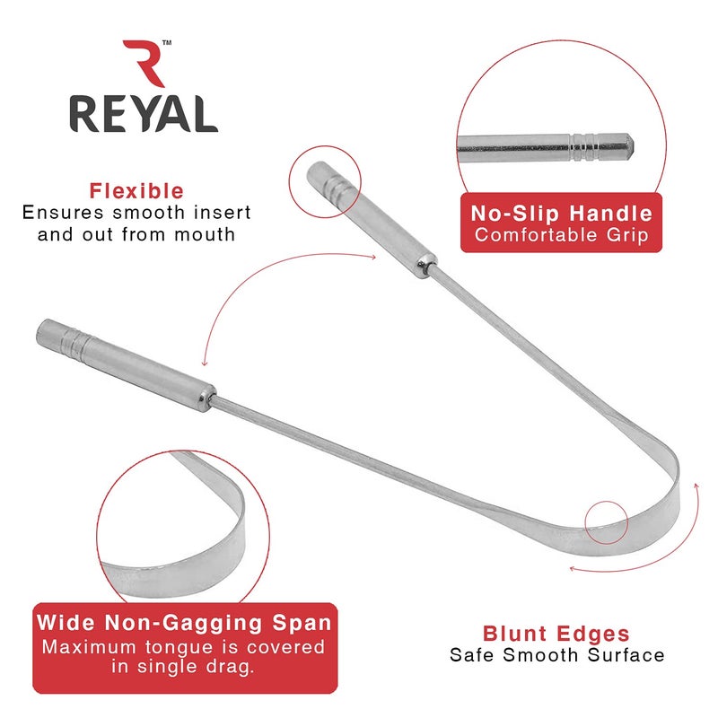 Reyal 100% Stainless Steel Tongue Cleaner, Fights Bad Breath, Tongue Cleaner for Family Adults and Kids(Pack of 2) - Image 3