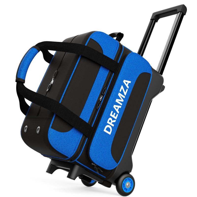 DREAMZA 2 Ball Bowling Bag with Wheels, Double Bowling Ball Bag 2 Ball Roller w/Separate Compartment for Shoes Up to US Mens Size 16, w/Retractable Handle Extends to 40" & Accessories Pocket - Image 1