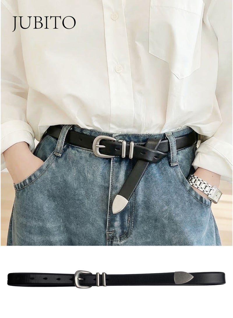 JUBITO belts, women's fashionable and personalized belt, simple silver buckle belt, stylish, soft and comfortable, comes with a gift box, a perfect gift for women (black, 118 cm) - Image 2
