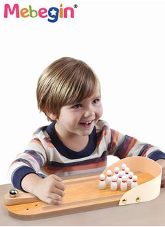 MEBEGIN Desktop Mini Bowling Game Set with 10 Pins, 1 Wooden Lane and 1 Ball, Funny Bowling Alley Set, Wooden Party Games, Kids Indoor Activity, Strategy Game for Family and Children, Quick to Set Up, Easy to Put Away, Compact for Travel  - Image 4