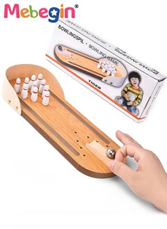 MEBEGIN Desktop Mini Bowling Game Set with 10 Pins, 1 Wooden Lane and 1 Ball, Funny Bowling Alley Set, Wooden Party Games, Kids Indoor Activity, Strategy Game for Family and Children, Quick to Set Up, Easy to Put Away, Compact for Travel  - Image 2