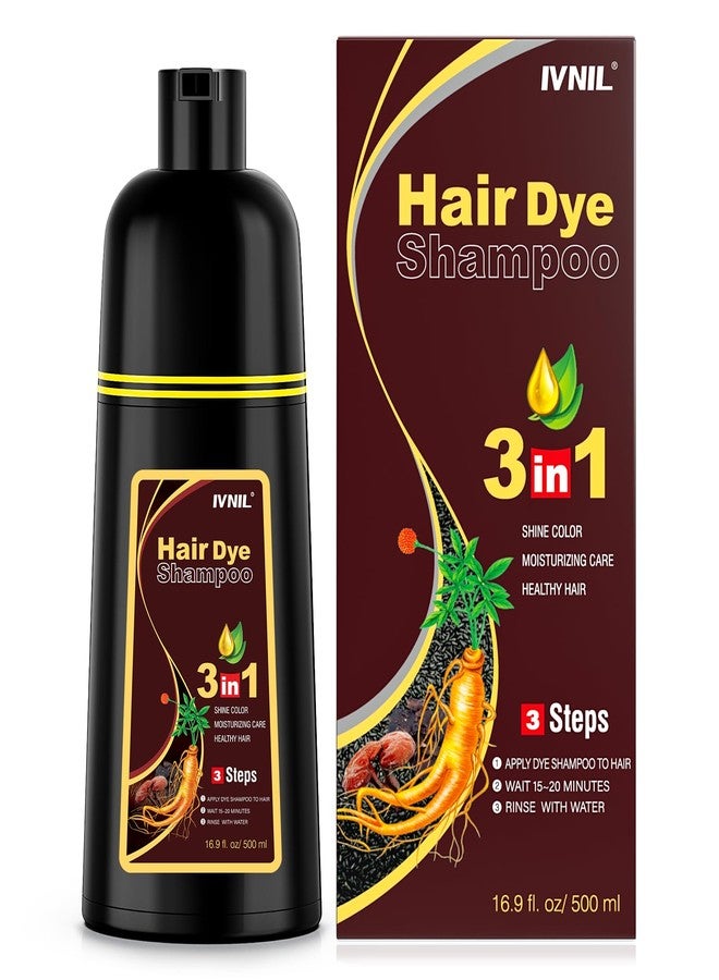 Ivnil Chestnut Brown Hair Dye Shampoo 3 in 1 Hair Color for Women & Men - Herbal Ingredients Color in Minutes 500ML - Image 1