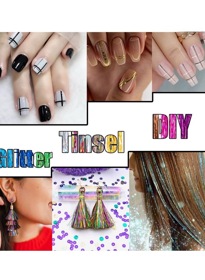 12 قطعة تانسل شعر لامع متعدد الألوان 35.4 بوصة وصلات شعر تانسل إكسسوارات شعر لامعة وصلات شعر لامعة براقة للنساء والفتيات والأطفال لإطلالات المهرجانات وأزياء الحفلات وأحداث عيد الميلاد والهالوين والمدرسة والتصفيف اليومي - Image 4