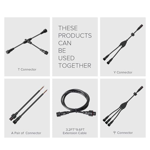 BTF-LIGHTING 3 Pin Electrical Connector 18AWG IP65 Male Female Connector 7.87in/20cm Extension Cable for Car,Truck,Boat,Indoor/Outdoor LED Strip Lights/String 22mm Nut Big Size 5 Pairs - Image 4