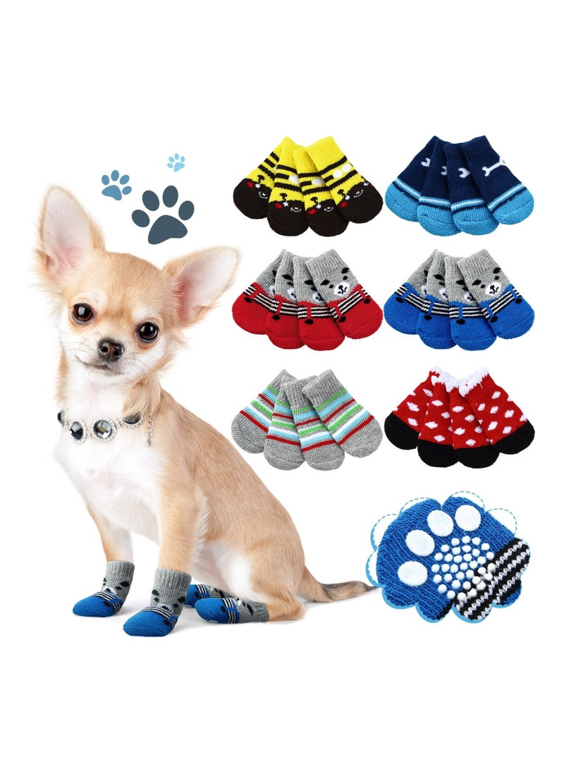 KASTWAVE Non-Slip Dog Socks 24 Pieces Puppy Paw Protector Socks with Rubber Reinforcement Dog Grip Socks Covers for Dog Indoor Wear on Hardwood Floor Keep Warm - Image 1