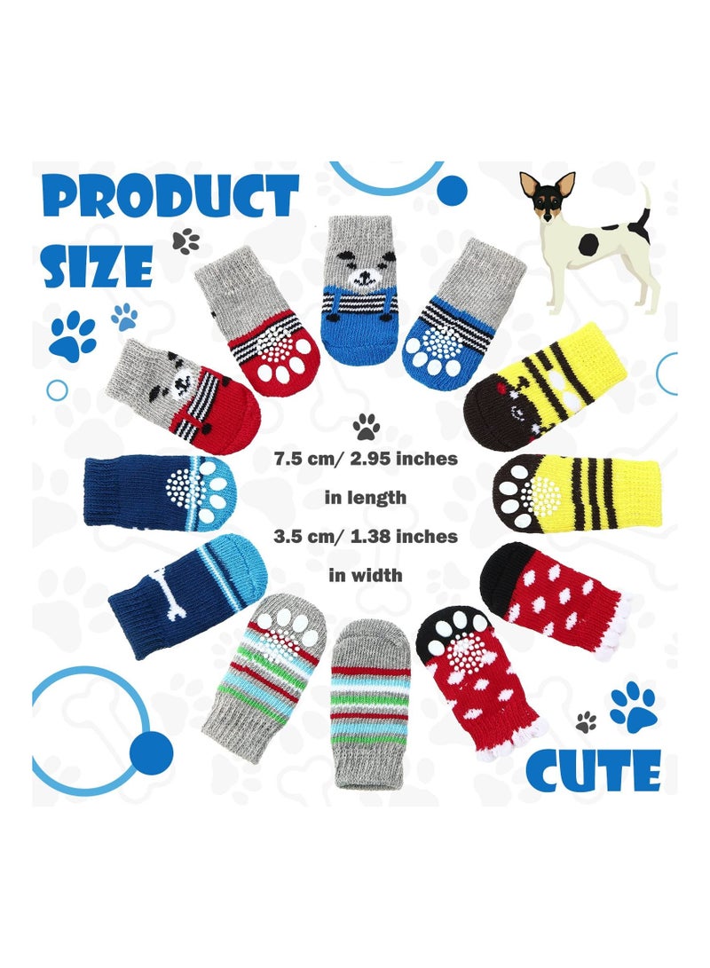KASTWAVE Non-Slip Dog Socks 24 Pieces Puppy Paw Protector Socks with Rubber Reinforcement Dog Grip Socks Covers for Dog Indoor Wear on Hardwood Floor Keep Warm - Image 2