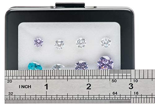 Giftop Glass Top Loose Diamond or Gemstone Display Box Case Holder Show Container Metal (Black Large Rectangle) - Image 3