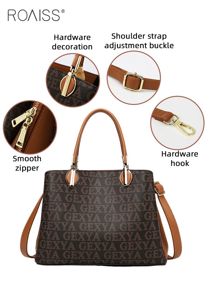 Premium Letter Pattern Handbag for Women PVC Wear Resistant Large Capacity Casual Commuting Tote Bag Retro Fashion Shoulder Crossbody Bag with Multiple Compartments and Exquisite Hardware - pzsku/ZCC465F0355EA16187C03Z/45/_/1722249061/500939f5-03ad-4904-a206-66325c6015c7