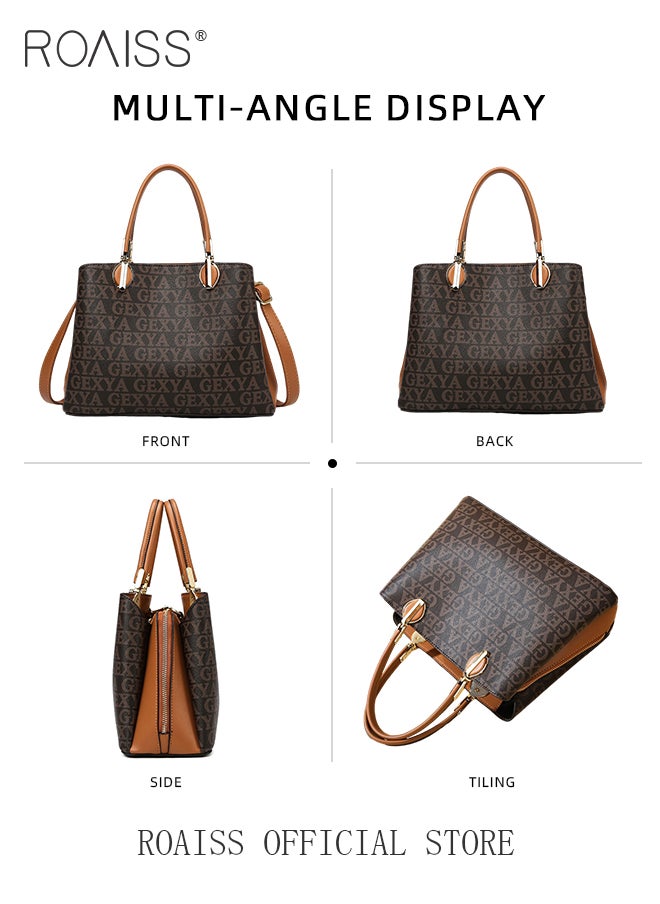 Premium Letter Pattern Handbag for Women PVC Wear Resistant Large Capacity Casual Commuting Tote Bag Retro Fashion Shoulder Crossbody Bag with Multiple Compartments and Exquisite Hardware - pzsku/ZCC465F0355EA16187C03Z/45/_/1722249063/c8fce155-1965-4ca6-ad98-6b1a54167a26