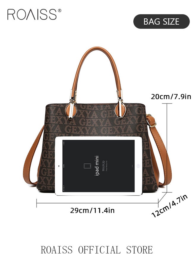 Premium Letter Pattern Handbag for Women PVC Wear Resistant Large Capacity Casual Commuting Tote Bag Retro Fashion Shoulder Crossbody Bag with Multiple Compartments and Exquisite Hardware - pzsku/ZCC465F0355EA16187C03Z/45/_/1722249065/658d5b6e-57c0-4769-9db7-c7283c907b3b