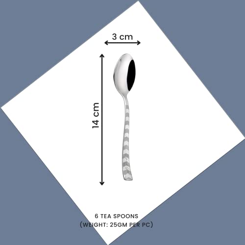 Parage 6 Pieces Stainless Steel Tea Spoon, Coffee, Sugar & Spices, Small Spoons | 14cm Long | Arror Desgin | Dining Tableware for Home & Kitchen, Mirror Polished Spoons Perfect (Silver) - Image 3