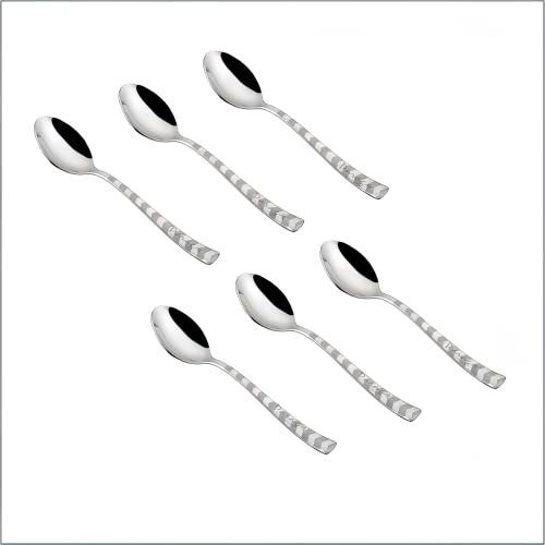 Parage 6 Pieces Stainless Steel Tea Spoon, Coffee, Sugar & Spices, Small Spoons | 14cm Long | Arror Desgin | Dining Tableware for Home & Kitchen, Mirror Polished Spoons Perfect (Silver) - Image 1