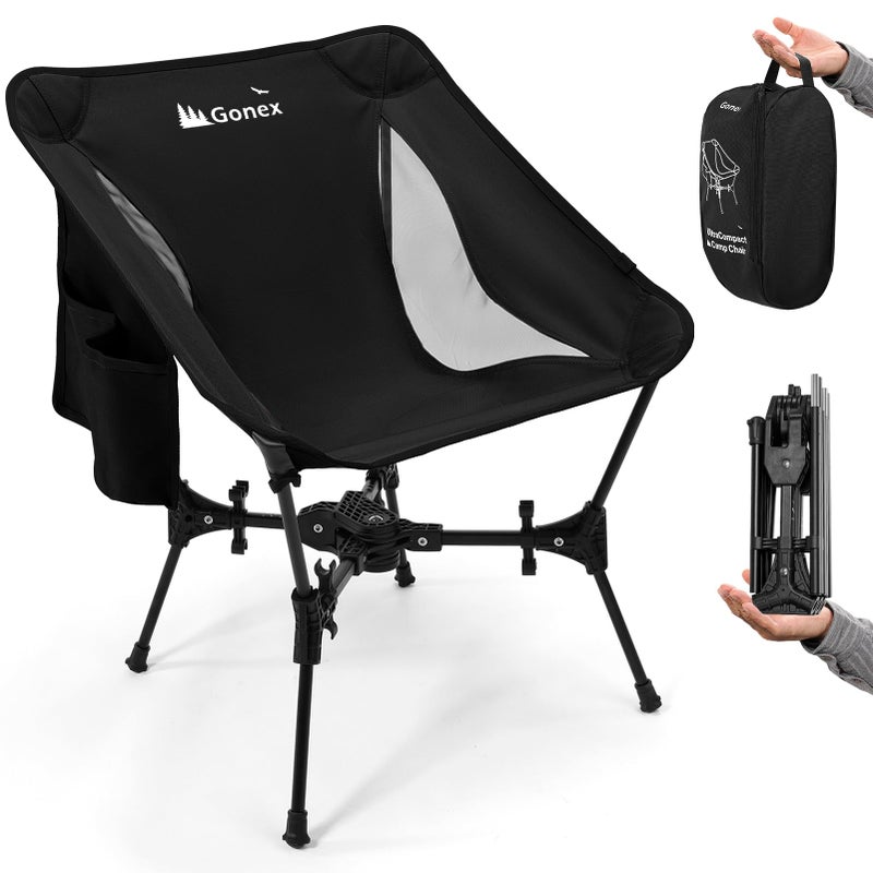 Gonex Portable Camping Chair, The 5th Gen Ultralight Compact Backpacking Foldable Lightweight Folding Chair for Outdoor Camp Hiking Beach Picnic Concert, Supports 330lbs (Black, 1 PCS) - Image 1