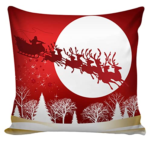 AEROHAVEN Merry Christmas Decorative Polyester Throw Pillow/Cushion Covers - CC163 - (16 x 16 inch, Red, Set of 5) - Image 4