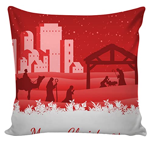 AEROHAVEN Merry Christmas Decorative Polyester Throw Pillow/Cushion Covers - CC163 - (16 x 16 inch, Red, Set of 5) - Image 3
