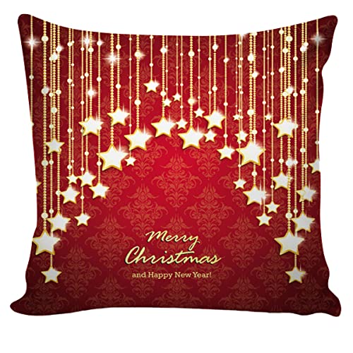 AEROHAVEN Merry Christmas Decorative Polyester Throw Pillow/Cushion Covers - CC163 - (16 x 16 inch, Red, Set of 5) - Image 5