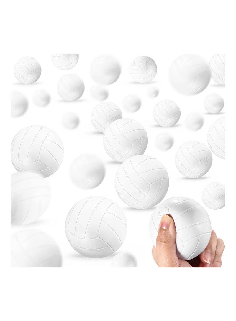 SYOSI 24 Pieces Mini Volleyball Stress Balls, White Volleyball Stress Ball Mini Sports Stress Foam Ball Tiny Volleyball for Stress Relief, Party Favor Toys, Ball Games, School Carnival Reward(2.36 In White) - Image 1